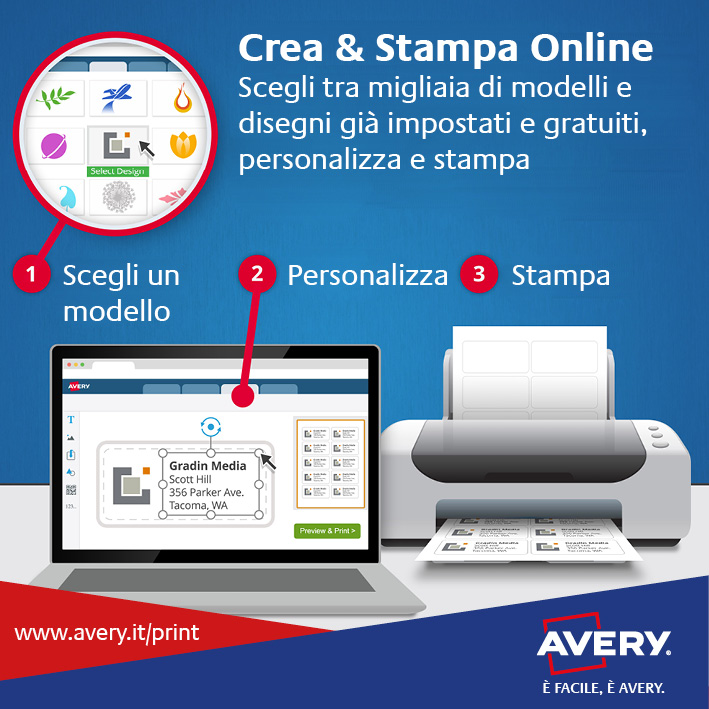 Infografica sul programma Avery Crea e Stampa Online
